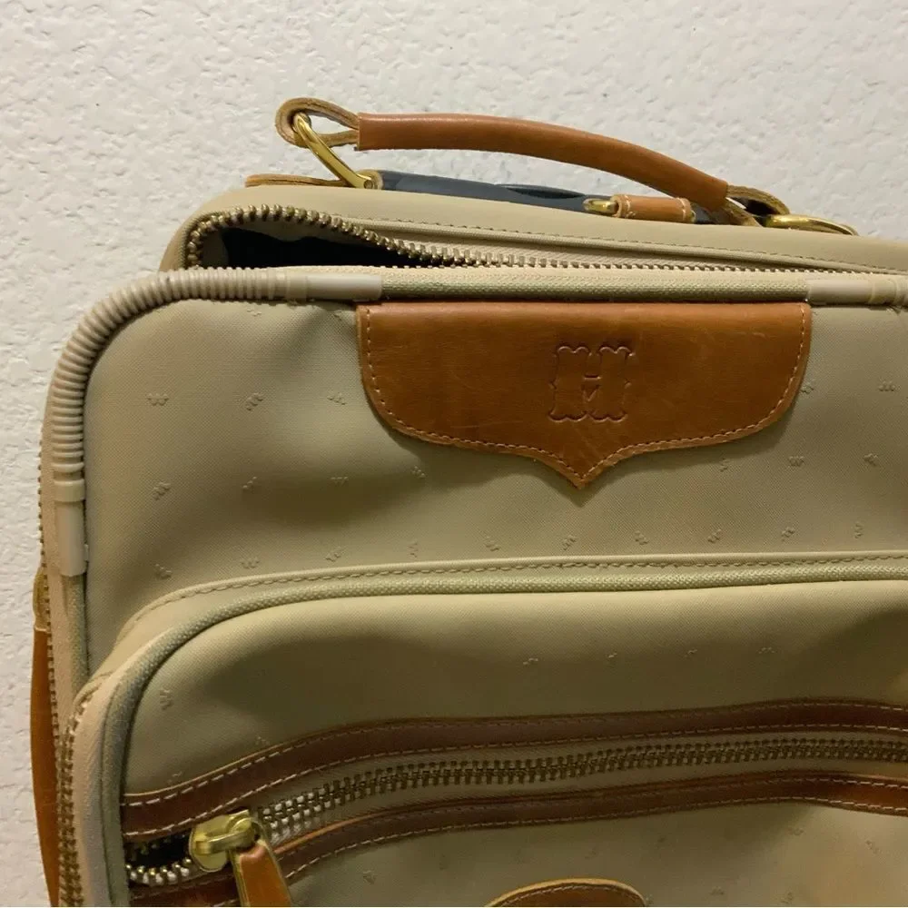 King Ranch, leather trim suitcase roller bag carry-on, luggage 18”